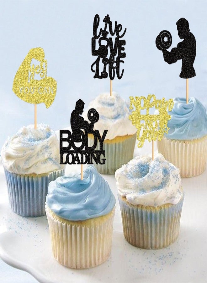 Confetti! 24pcs Gym-Themed Cupcake Toppers, Fitness and Weightlifting Decorations for Birthday Parties, Fitness Enthusiast Party Supplies - Image 5